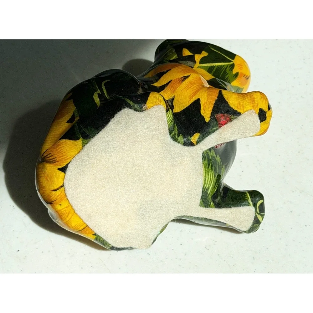 Duck Frog Floral Sunflower Decoupage Ceramic Figurine Set 2 Duck 7.25